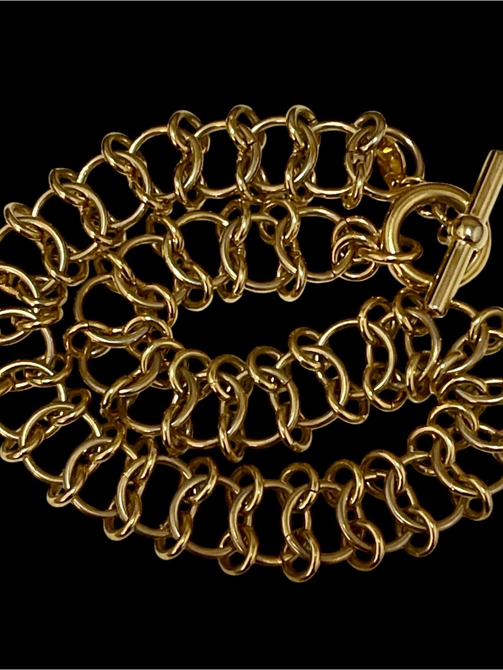 ERWIN PEARL Necklace Gold Chain Chunky Collar Toggle Clasp 1980's Statement